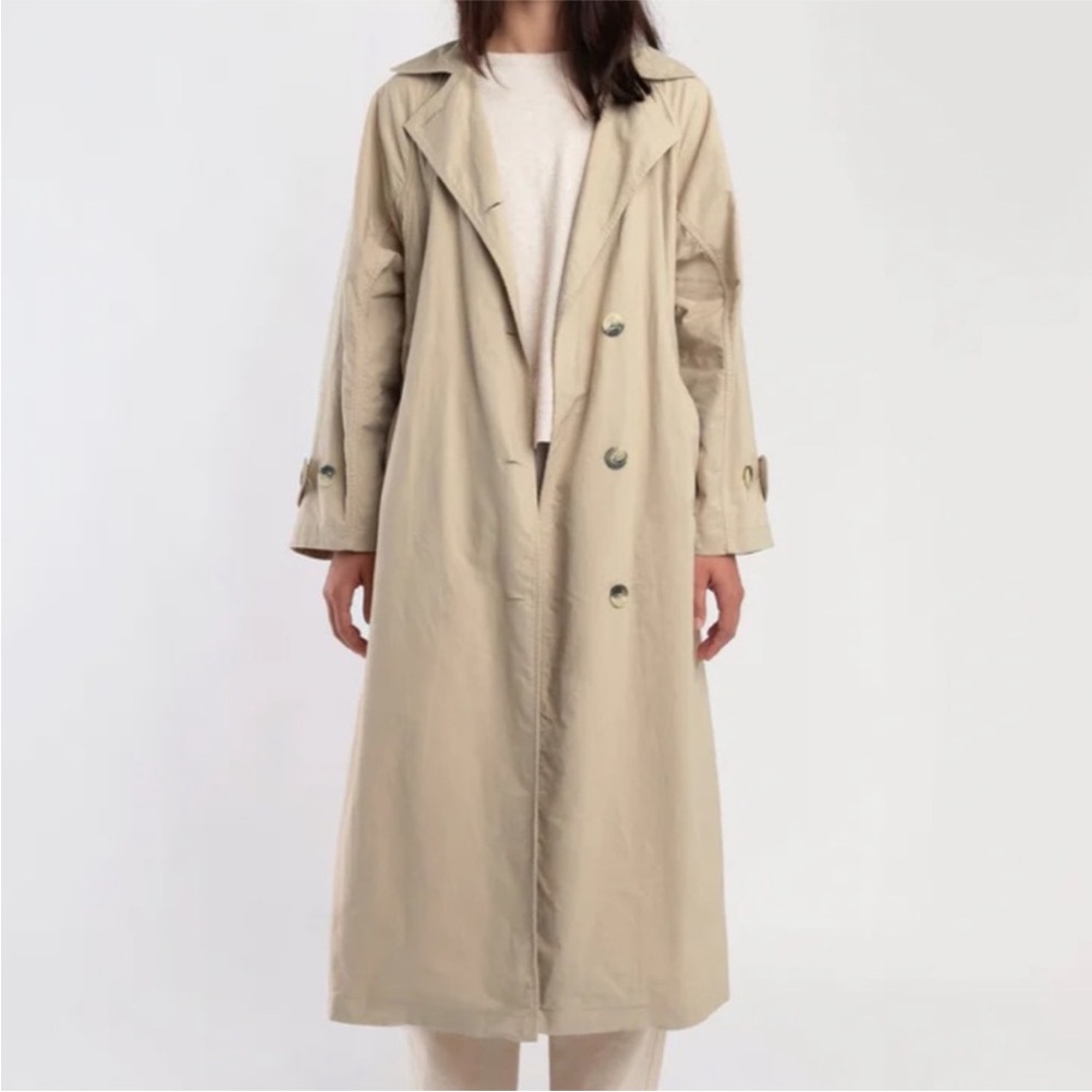 Micaela Greg Taupe Seamed Trench Sz M
